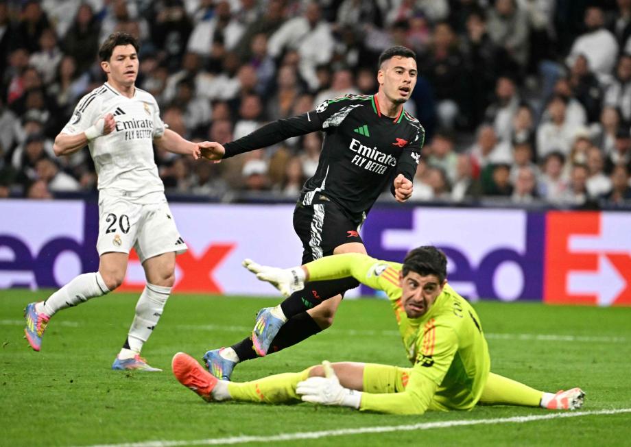 欧冠-阿森纳总比分5-1皇马 时隔16年重返四强