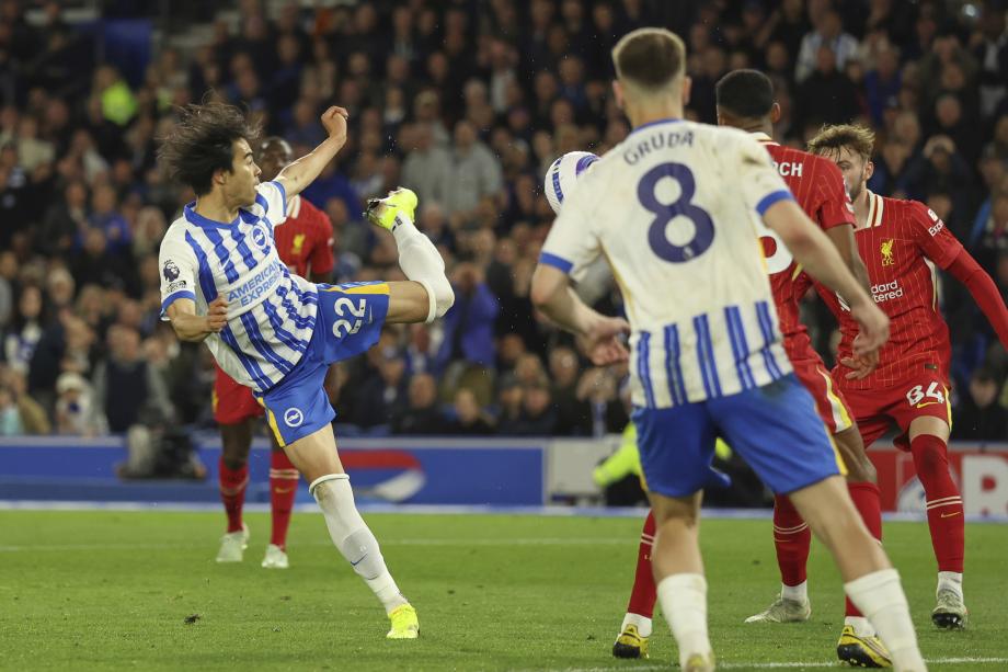 三笘薰破门辛谢尔伍德制胜 布赖顿3-2利物浦