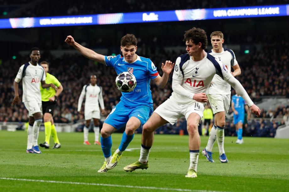 欧冠-西蒙斯双响 马竞2-3总比分7-5热刺晋级八强