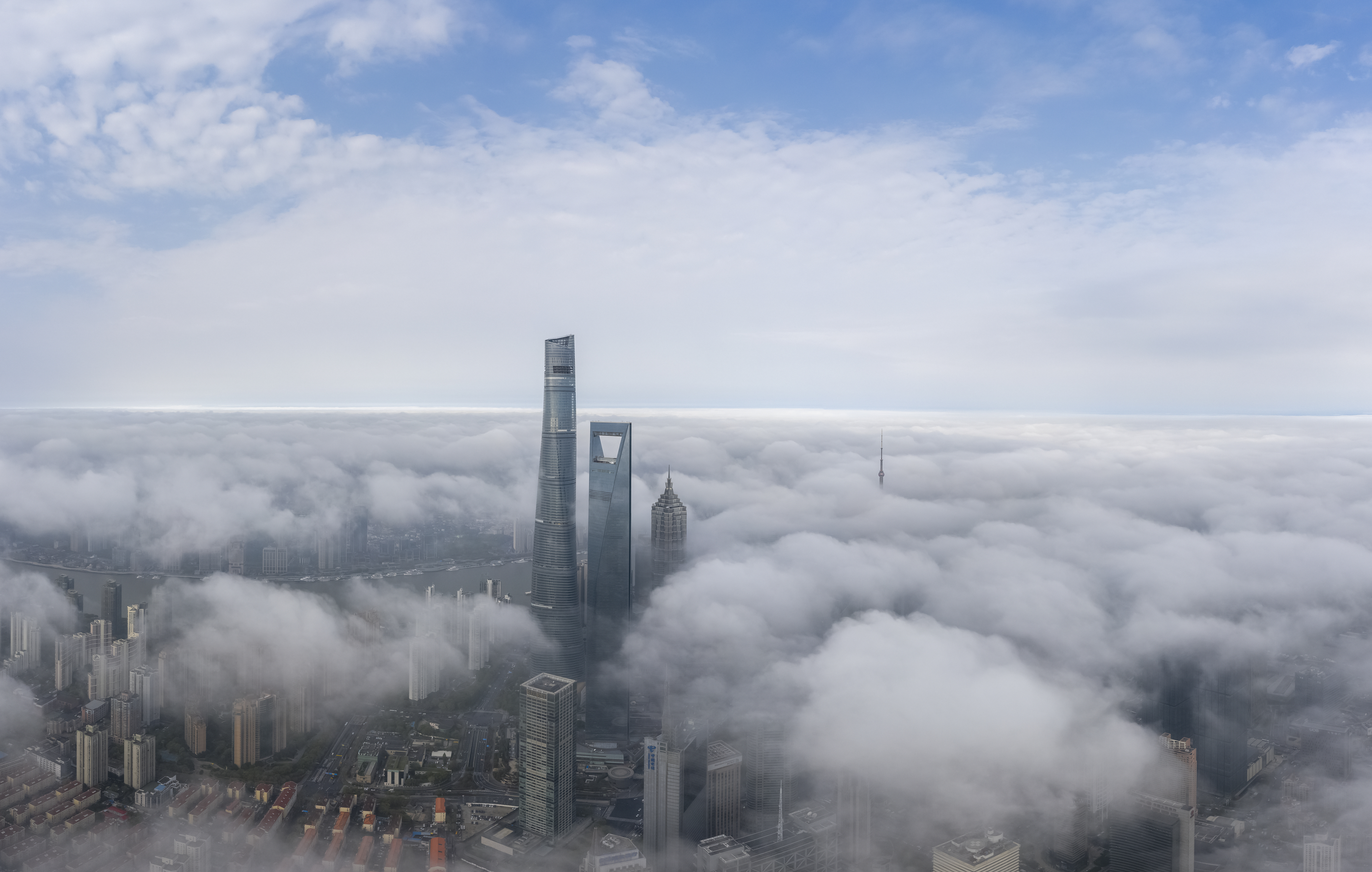 优享资讯 上海陆家嘴现平流雾景观