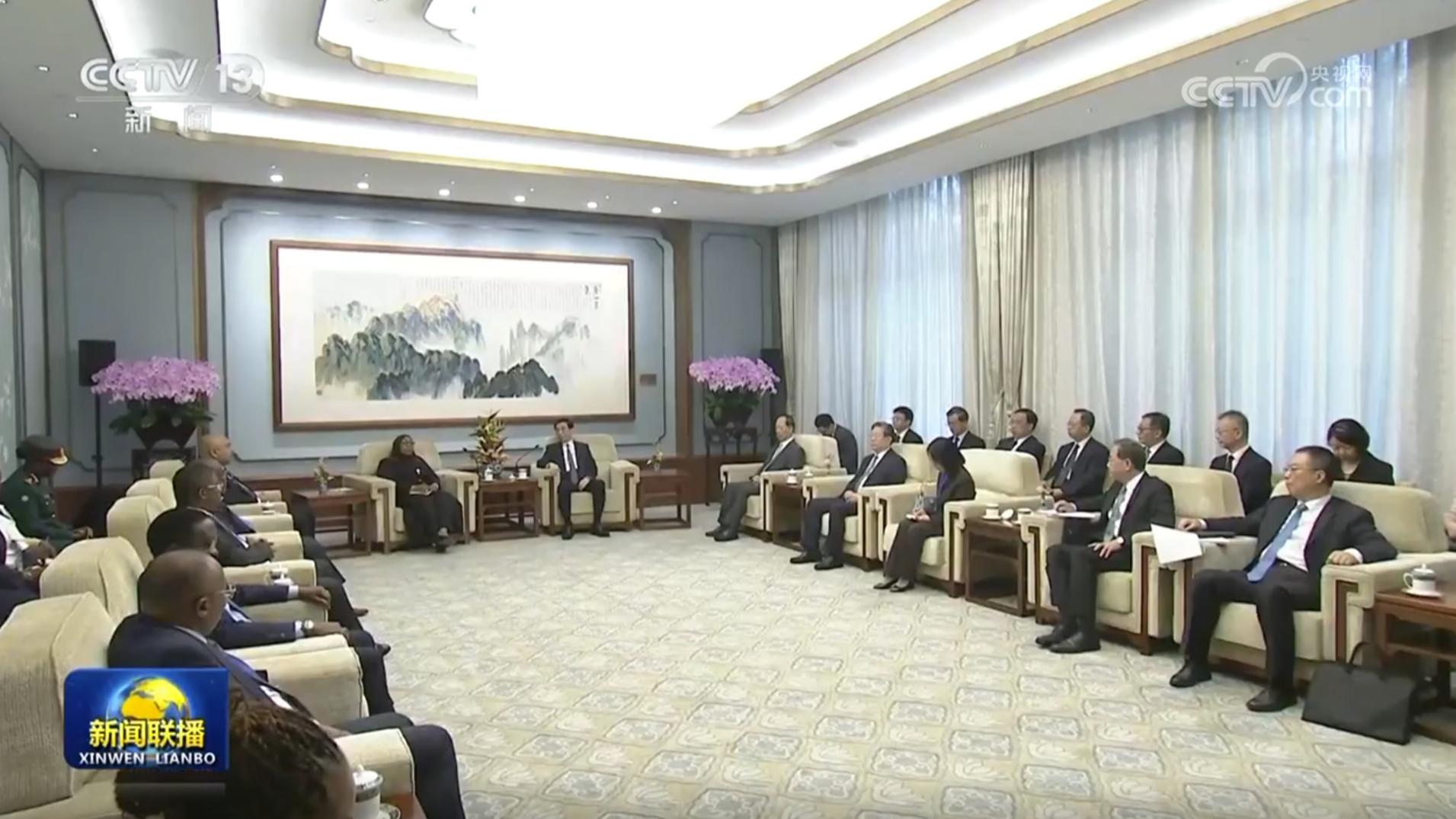 王沪宁会见坦桑尼亚总统