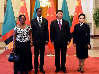习近平举行仪式欢迎赞比亚总统访华