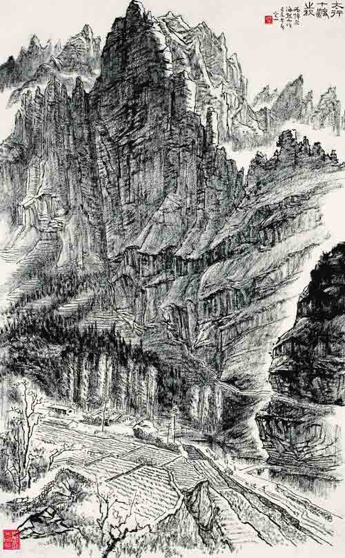 张仃的焦墨画,焦点恐怕还是在"焦"字上.