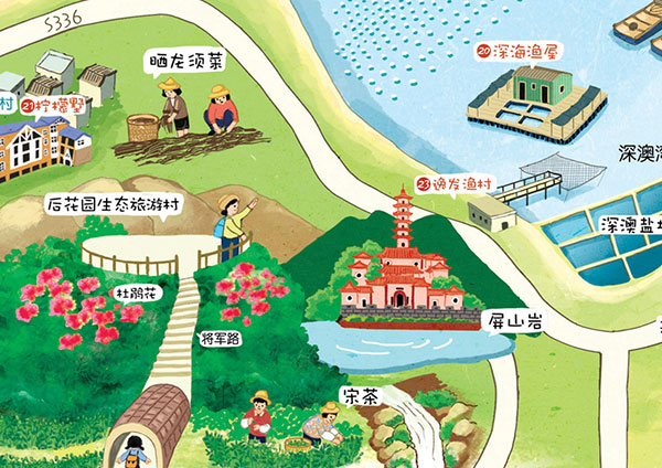 一张可爱的手绘地图带你畅游南澳岛