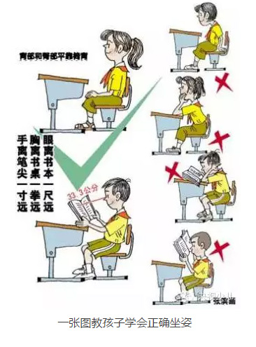 坐不对受害不止是眼睛 三招教会孩子正确坐姿