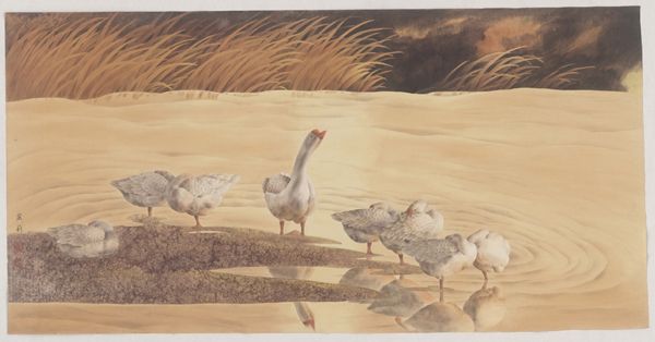 晓霞染金湖70×116cm 纸本设色 2011