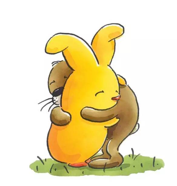 小鸡轻轻地叫着:"叽叽! 叽叽!"小鸡轻轻地抱了抱没有耳朵的兔子.