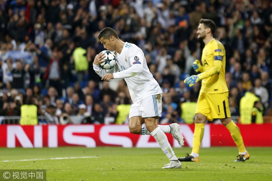 欧冠:皇马1-1平热刺 c罗庆祝进球