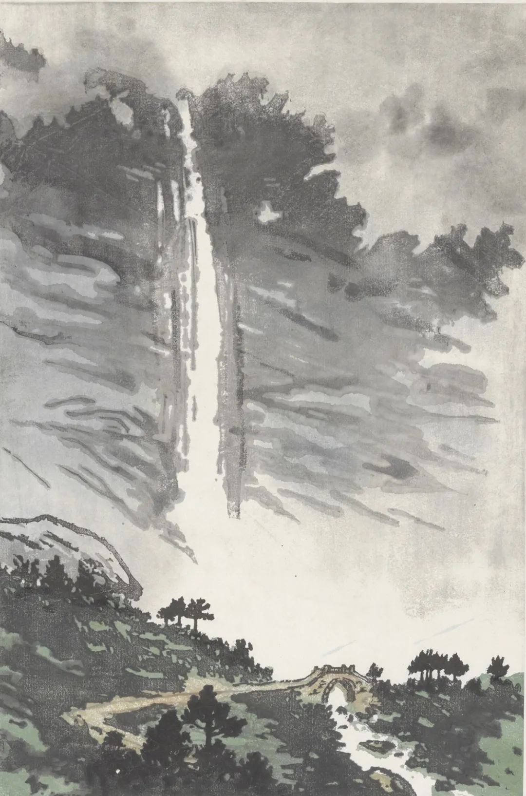 黄山风景   张新予、刘文西  版画   41.7×27.5cm   1957年  中国美术馆藏