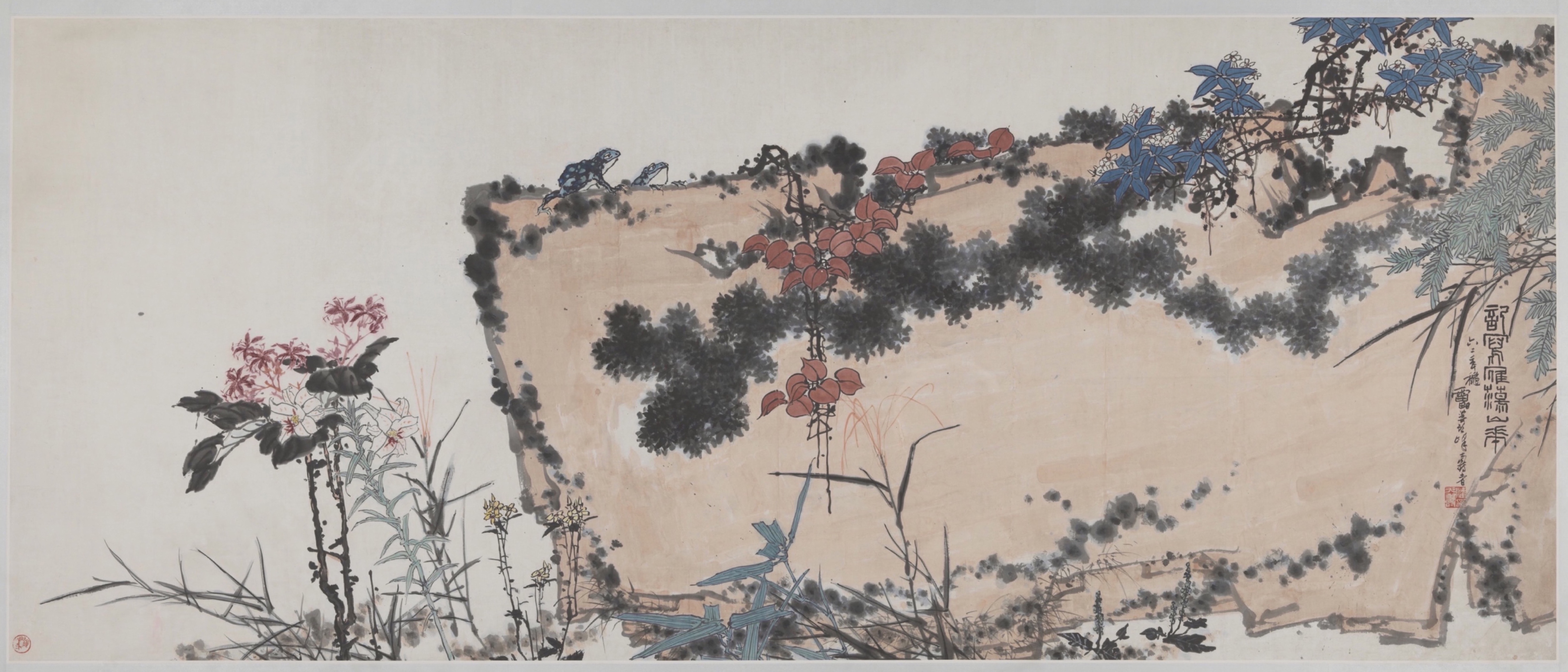 记写雁荡山花  潘天寿  中国画 150.8×359.6cm  1962年  中国美术馆藏