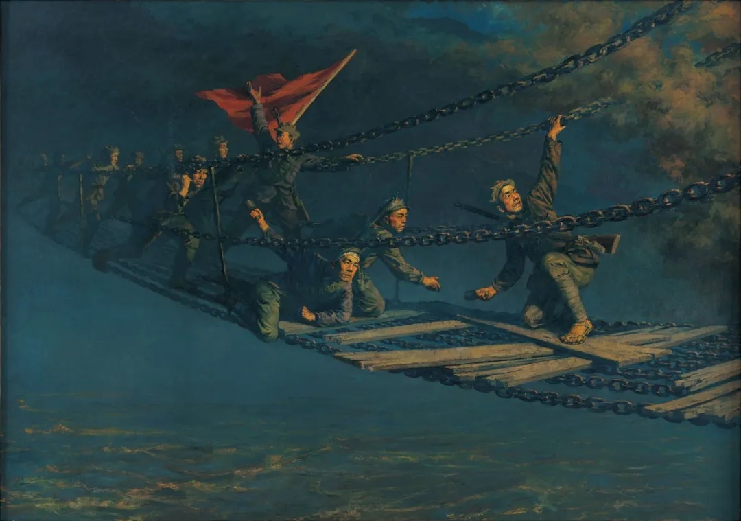 强夺泸定桥  作者：李宗津  年代：1951年  画种：油画  尺寸：210厘米&times;300厘米